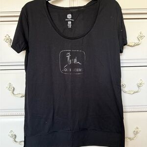 John Deere Black Scoop Neck Logo Tee
